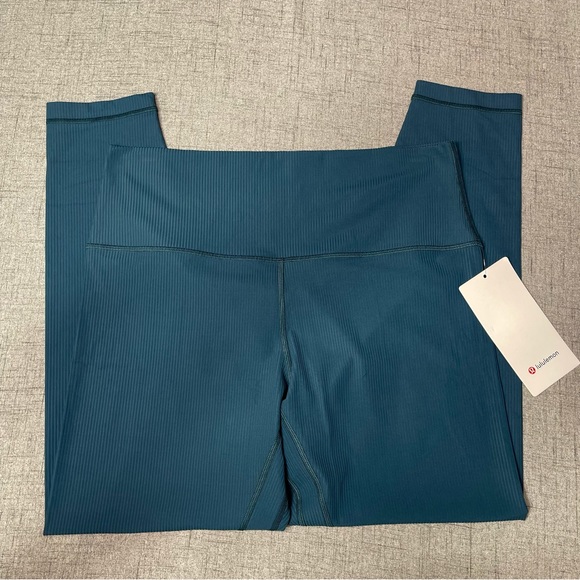Lululemon Align High Rise Ribbed Pant Leggings Green Jasper Size 12 NWT - Picture 8 of 11
